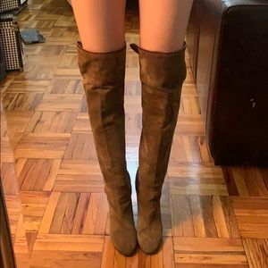 Brown suede over the knee boots
